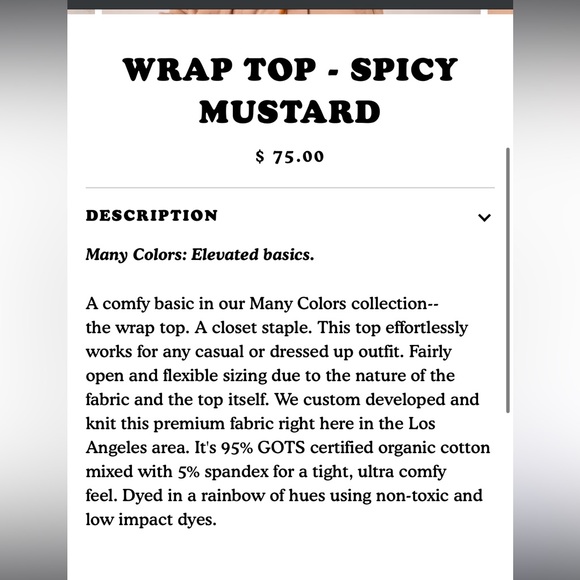 Big Bud Press Wrap Top in Spicy Mustard - size 3 - Picture 6 of 6